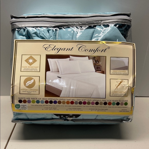 ELEGANT COMFORT 1500TC ~ SHEET SET ~ Full 6 Piece White Premium --- NEW - Picture 1 of 5